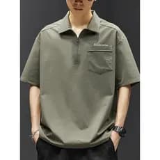Verão gelo seda de secagem rápida camiseta masculina de manga curta camisa Polo masculina lapela camiseta masculina verã