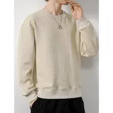 Outono estilo americano pesado malha High-End moletom masculino primavera outono estilo em torno do pescoço jogo interno