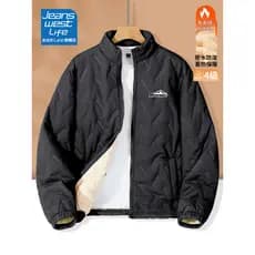 Zhenweisi LIFE Jaqueta acolchoada de algodão espessada masculina inverno resistente ao frio lã de cordeiro jaqueta acolc