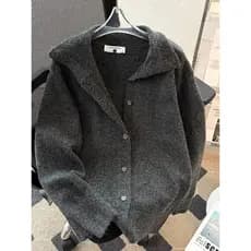 Suéter de botão americano masculino outono Street Wear cleanfit lapela jaqueta estilo preguiçoso Casual Cardigan suéter