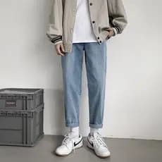 Calças de brim masculinas 2022 novo estilo Hong Kong estilo ins na moda Drape pai calças verão cintura elástica em linha