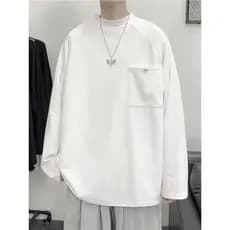 Meia gola alta de manga comprida camiseta masculina primavera outono versão coreana na moda camisa de fundo interno Casu