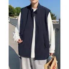 Japonês Retro gola colete masculino primavera outono Casual cor sólida sem mangas colete americano ao ar livre solto jaq