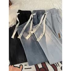 Calças de brim lavadas Street Wear ins estudante Casual calças masculinas primavera outono japonês solto calças retas