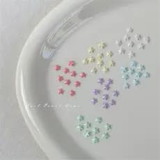 Mini perolado estrela de cinco pontas acessórios de Manicure colorido pequenas estrelas tridimensional plana bonito dos
