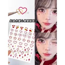 Adesivos de maquiagem facial vermelho amor estrela adesivos concerto maquiagem rosto adesivos acessórios maquiagem dos o