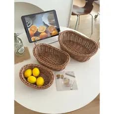 Estilo Pastoral piquenique doméstico Rattan-como tecido cesta de frutas pão lanche cesta de armazenamento ornamentos de 