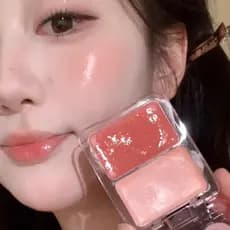 Qi Blood Feel Water Gloss Blush ~ Duas cores Water Gloss Blush Creme Hidratante Pele Doce Menina Blush Alto Brilho Natur