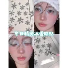 Gelo elfo ~ rosto adesivos natal floco de neve adesivos maquiagem rosto acessórios espumante prata floco de neve olho ma