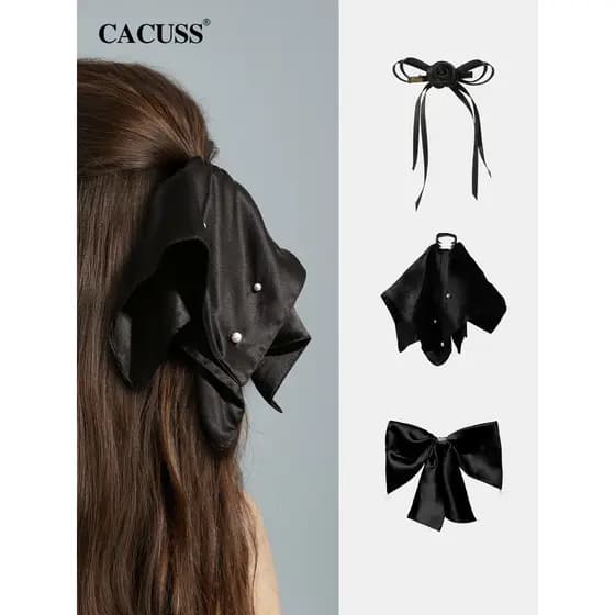 [Daizhu] CACUSS Grampo de cabelo de fio de nuvem perfumado feminino de alta qualidade cor café bolinhas elegante grande