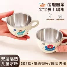 304 aço inoxidável copo de água das crianças copo doméstico caneca bonito copo de leite do bebê copo aberto aprender beb