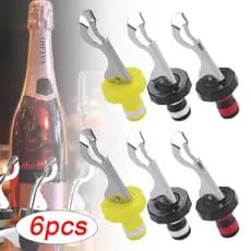 6 Pçs Rolhas De Vinho Reutilizáveis Silicone Vácuo Garrafa Rolha Expansão Manual Bebida Acessórios