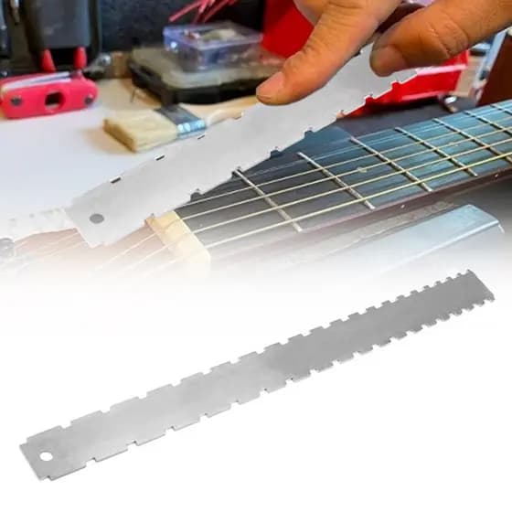 Nova Guitarra Pescoço Entalhado Borda Reta Régua De Aço Inoxidável Nivelamento Corda Ações Medidor Nível Luthier Ferrame