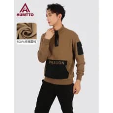 [Algodão puro] Hutu moletom esportivo masculino outono inverno novo estilo gola alta meio zíper moda pulôver masculino