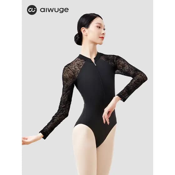 Terno de prática de balé feminino adulto primavera outono reunindo manga comprida terno de dança bodysuit exame de arte