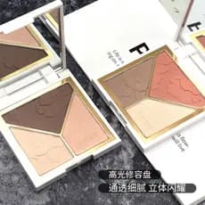 Blush de destaque de três cores contorno tudo-em-um placa Glitter pó rosto iluminando nariz sombra sombra lifting facial