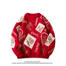 NASAB-EARE Ano Novo Suéter Vermelho Homens Mulheres Estilo Outono Inverno Estilo Nacional Natal Véspera de Ano Novo Fest