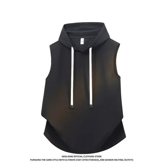 NASAB-EARE Colete Masculino 2026 Novo Estilo Verão Legal Casual Com Capuz Desgaste Exterior Sem Mangas Esportes Colete F