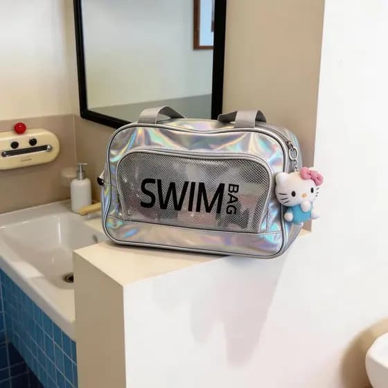 Bolsa de natação à prova d'água de grande capacidade, separação seca e molhada, colorida, bolsa de armazenamento de maiô