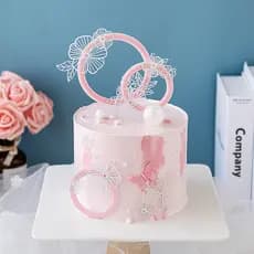 Menina coração bolo de aniversário decoração ornamentos renda acrílica redonda Hexagonal estrela lua sobremesa mesa Plug