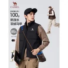 Camel jaqueta masculina colete inverno 2026 gola alta engrossado quente casal colete jaqueta à prova dwaterproof água