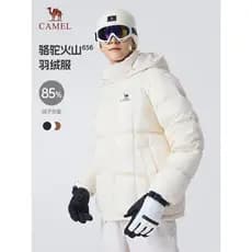 Camel Volcano 656 Jaqueta Masculina Inverno 2026 Com Capuz Engrossado Casal Quente Jaqueta Pão Preto