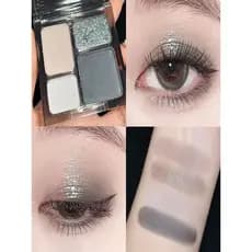 Xiaohongshu novo estilo de sombra de quatro cores Mini paleta olhos inchados imersão azul cinza preto rosa diamante fuma