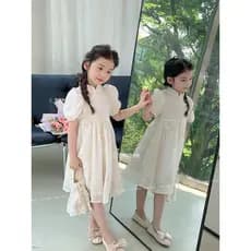 Meninas Hanfu vestido verão 2026 novo estilo estilo chinês melhorado menina saia de manga curta gaze crianças vestido de