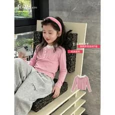 YOJIA meninas camisa de fundo primavera outono estilo 2025 novo estilo versão coreana moda menina topo manga longa crian