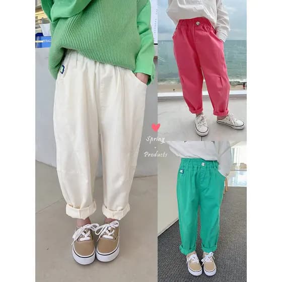 Yojia meninas calças de outono roupas infantis 2024 primavera outono novo estilo moda infantil calças casuais bebê calça