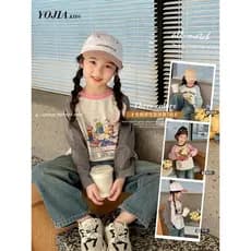 YOJIA Camisa de fundo infantil primavera outono estilo 2025 novo estilo versão coreana combinando com cores roupas infan