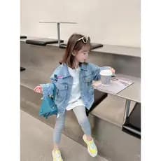 Meninas jaqueta jeans moda versão coreana bebê crianças primavera outono estilo crianças roupas 2024 outono novo estilo