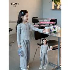 YOJIA terno para meninas primavera outono estilo 2025 novo estilo Casual preguiçoso médio grande roupas de outono infant