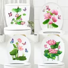 Novos Adesivos de Parede Autoadesivos à Prova d'Água com Motivo de Borboleta Lotus para Refrigerador, Banheiro e Lavabo