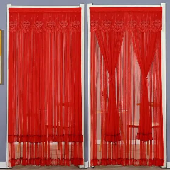 Cortina de porta de renda de casamento sem perfuração Festiva nupcial sala de casamento quarto divisória cortina sala de