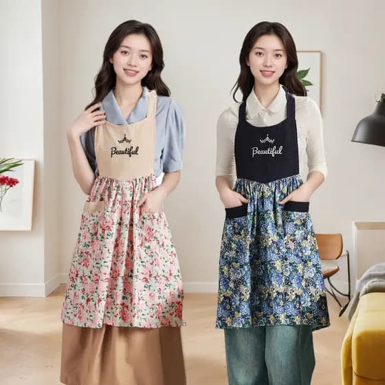 Avental de cozinha doméstico 2025 novo estilo de alto valor Floral bonito estilo princesa verão avental fino para trabal