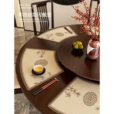 Mesa redonda em forma de leque, novo estilo chinês, à prova d'água, à prova de óleo, mesa giratória, Hotel, restaurante,