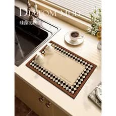 Tapete de bancada de cozinha xadrez americano absorvente de água de secagem rápida utensílios de mesa esteira de drenage