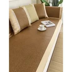 Almofada de sofá verão fresco tapete verão almofada simples moderno antiderrapante sala de estar capa de sofá de madeira