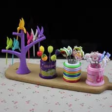 Beija-flor bonito Mini bento nota crianças dos desenhos animados garfo de frutas criativo aço inoxidável bento nota deco