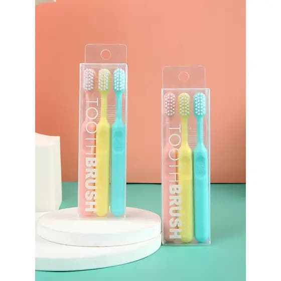 Escova de dentes infantil estilo japonês, pacote de 3 unidades, 1-2-3-4-5-6 anos, cor doce, cabelo fino e macio, bebê, c