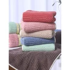 Toalha de rosto de verificação auspiciosa, absorve água, limpeza de cabelo seco, bainha com cordão, toalha de lã Coral,