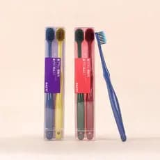Escova de dentes de casal estilo japonês, 2 peças, pacote de cabeça larga, carvão de bambu vulcânico adulto, cerdas maci