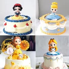 Cena bolo decoração ornamentos neve branca congelada Elsa Anna princesa boneca flor fada Alice