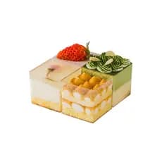 Copo de cubo de frutas sobremesa mesa Mousse copo redondo pequeno pudim geléia copo quadrado plástico descartável criati