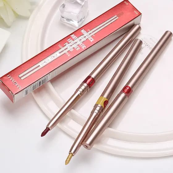 Lápis labial giratório automático, à prova d'água, de longa duração, sem desbotamento, para iniciantes, Modifi naturalme
