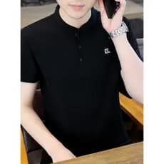 Camiseta masculina de manga curta 2026 verão novo estilo fino ajuste na moda pequena gola alta camisa Polo meia manga