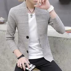 Cardigan de malha com decote em v masculino de manga comprida versão coreana na moda primavera outono suéter masculino j