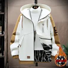 Jaqueta de forro de lã masculina outono inverno engrossado jaqueta Casual com capuz costura jaqueta masculina inverno qu