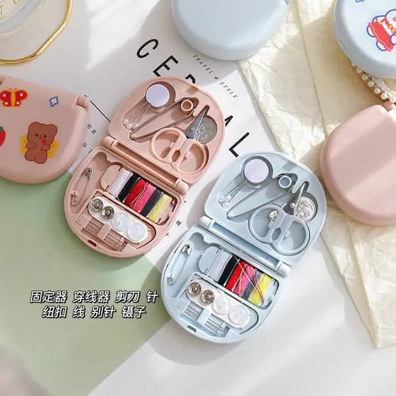 Estilo Mini caixa de costura doméstica conjunto prático portátil pequena costura artesanal Kit costura roupas reparação